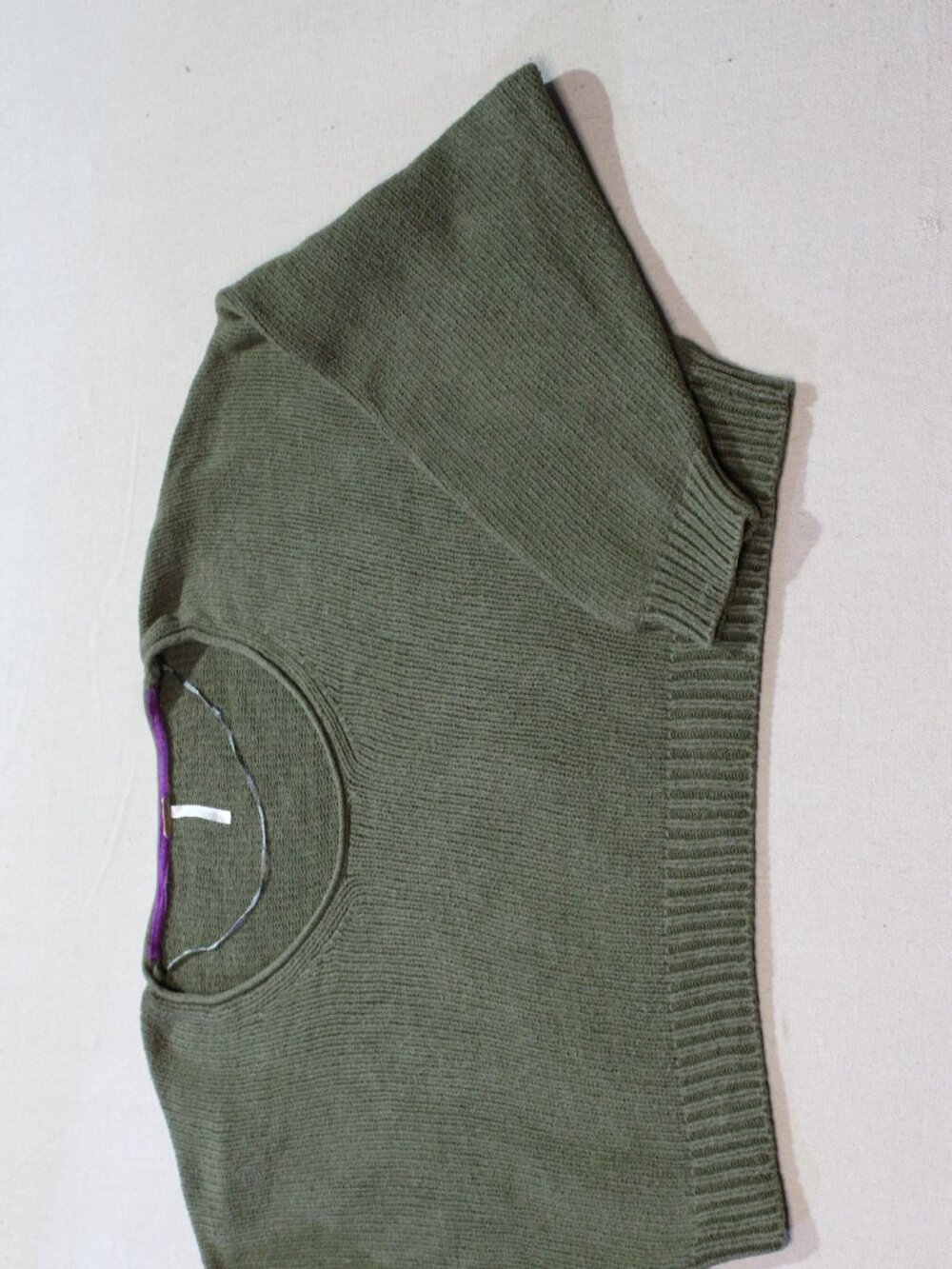 Free People Easy Street Crop Pullover Sweater, Olive Green, Sz XS